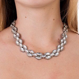 PHILIPPE AUDIBERT SILVER & WHITE EVENING NECKLACE | WOMENS